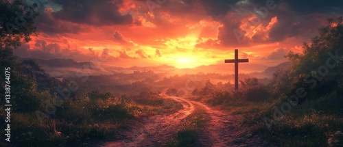 A creed against a sunset background, perfect for religious themes and inspirational projects.