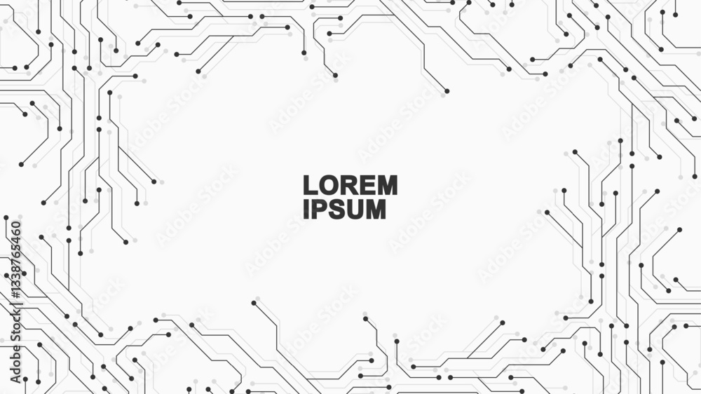 Circuit board digital abstract background. Motherboard technology texture design. AI semiconductor and computer processor on tech bg. Vector illustration