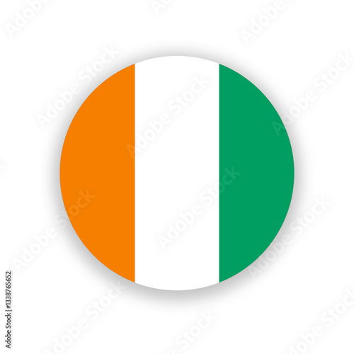 Free Download Ivory Coast national flag in circle shape isolated on white. Illustration - GFXLoad