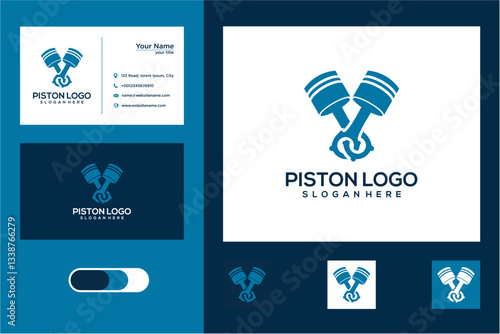 Blue Piston Logo Design for Business Cards