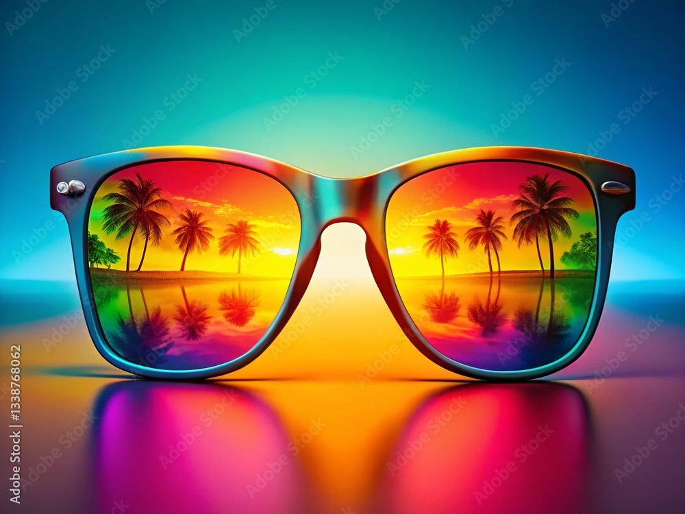 Stylish Sunglasses Double Exposure: Colorful Backgrounds & Trendy Frames Stylish Sunglasses Double Exposure: Colorful Backgrounds & Trendy Frames