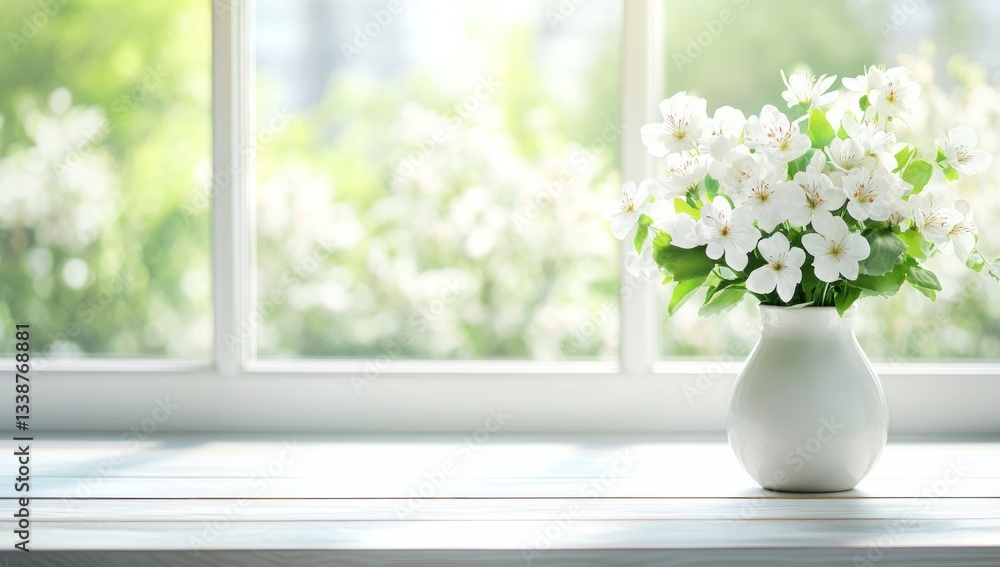 White Blossoms by the Window: A Springtime Still Life White Blossoms by the Window: A Springtime Still Life