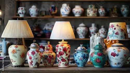 Decorative ceramic lamps and vases