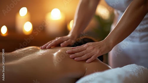 Wallpaper Mural A therapist performing a Swedish massage with essential oils in a calming spa room. Torontodigital.ca
