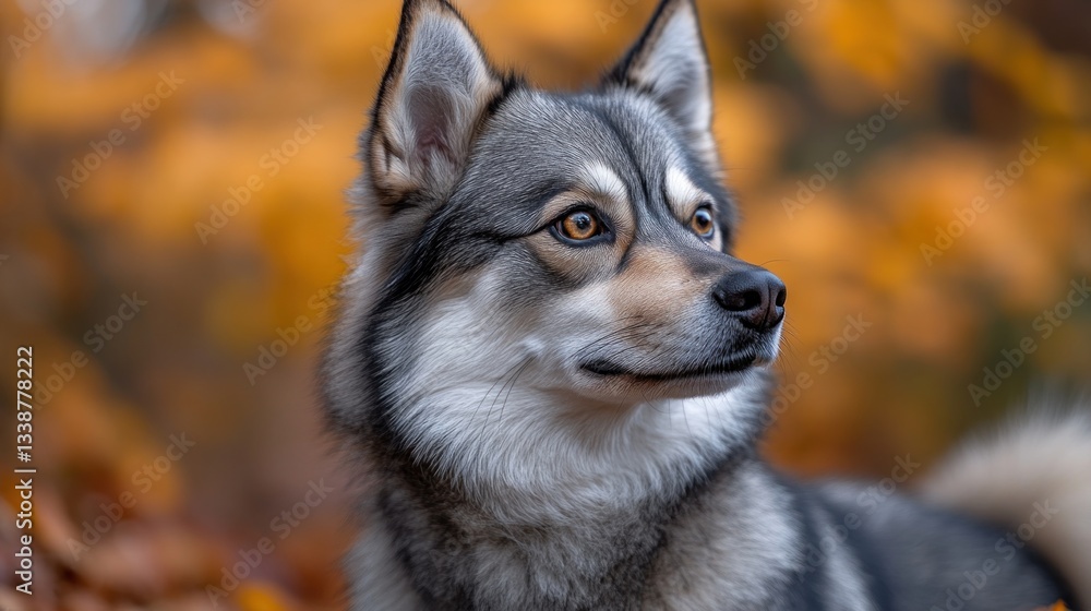 Obraz premium Majestic Wolfdog in Autumnal Forest