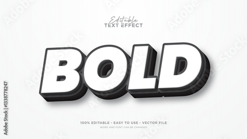 Editable simple 3d text effect, bold text style effect