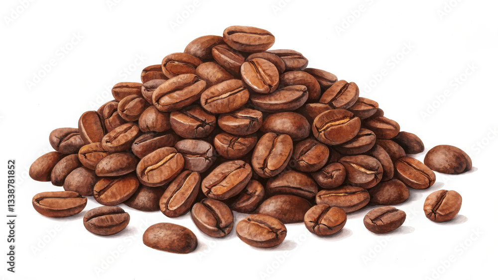 Naklejka premium Pile of coffee beans isolated on white or transparent background