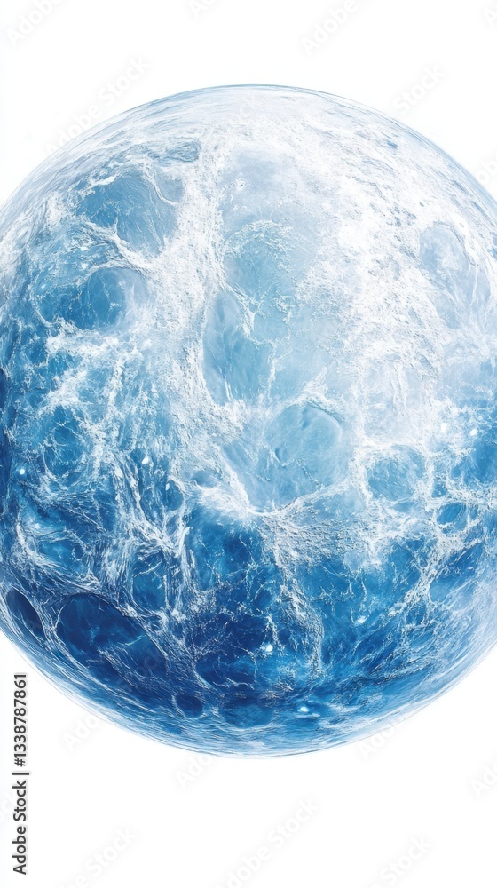 Stunning Blue Planet Texture on White Backdrop Abstract Globe with Detailed Surface and Atmospheric Effect for Creative Projects Stunning Blue Planet Texture on White Backdrop Abstract Globe with Detailed Surface and Atmospheric Effect for Creative Projects