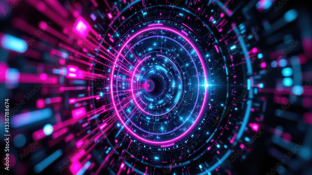 A vibrant digital tunnel with a kaleidoscope of colors representing cybersecurity concepts such as encryption, virtual networks, and Kubernetes container orchestration. A vibrant digital tunnel with a kaleidoscope of colors representing cybersecurity concepts such as encryption, virtual networks, and Kubernetes container orchestration.