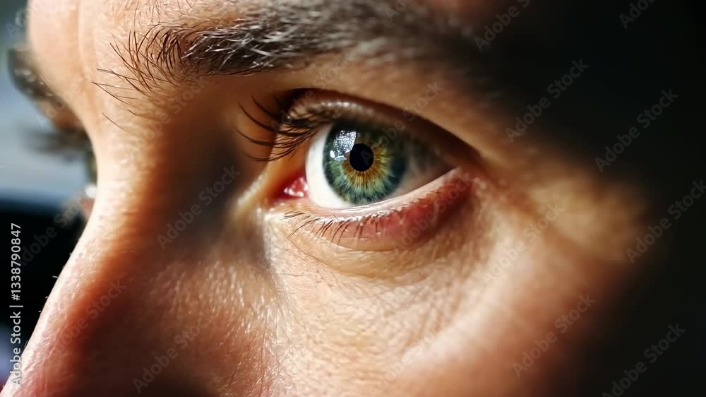 Intense focus: closeup sequence of eye movement and expression Intense focus: closeup sequence of eye movement and expression