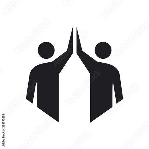Silhouette illustration of two individuals performing a high-five gesture