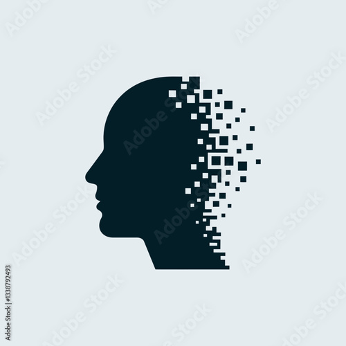 Digital Fragmentation of Human Mind Depicting Psychological Issues Concept