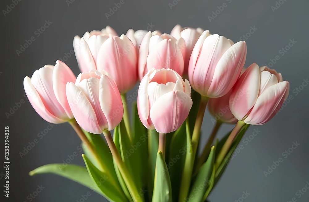 Fototapeta premium Spring flowers for International Women's Day and Mother's Day. Bouquet of white and pink tulips