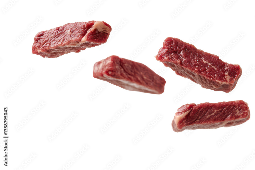 Fresh Cuts of Beef on a White Background for Culinary Use Fresh Cuts of Beef on a White Background for Culinary Use