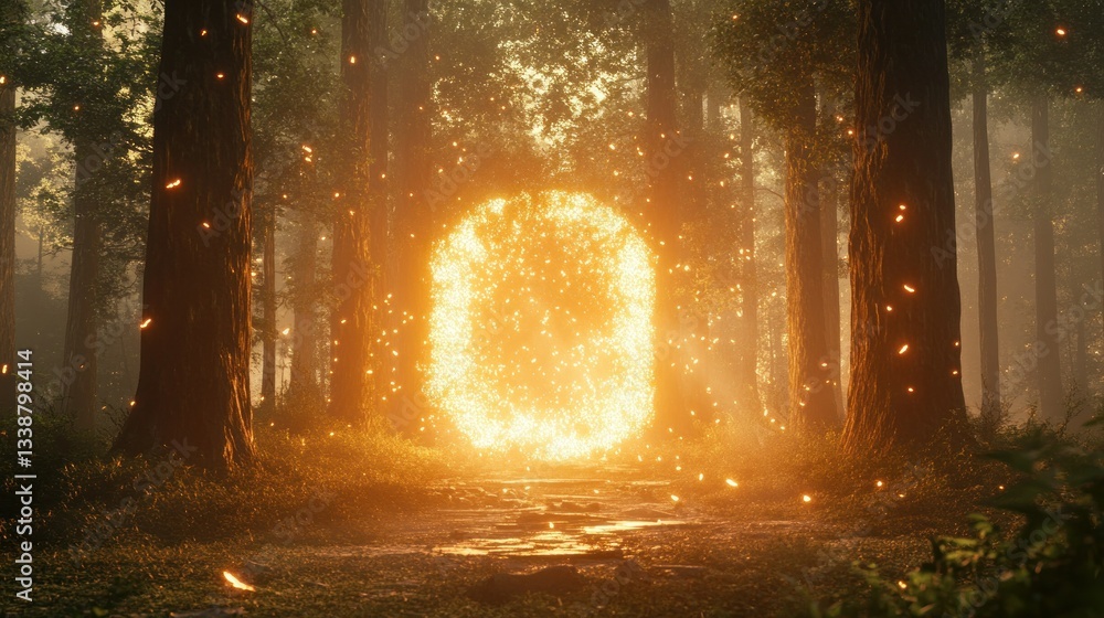 Fototapeta premium Mystical portal in a golden forest