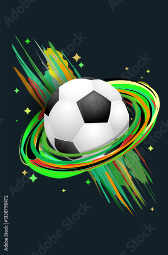 Dynamic Soccer Ball in Colorful Artistic Background