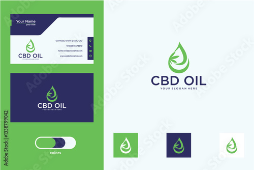 CBD Oil Logo Design: Green and Blue Pixel Art Branding