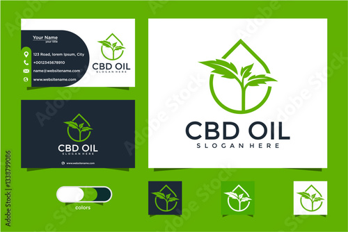 Cbd Oil Branding Kit Design With Green And White Colors