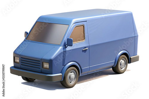 A 3D Render of a Simple Blue Delivery Van for Transportation and Logistics