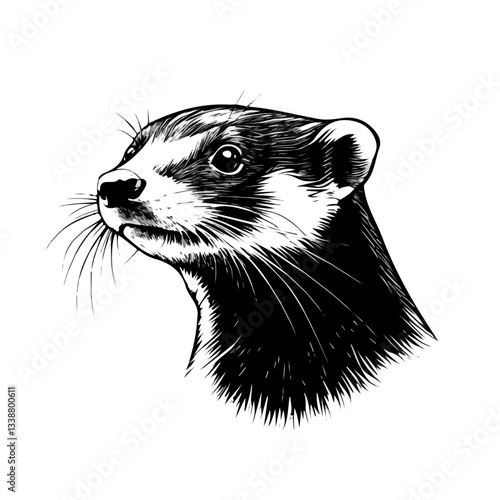 Black and white minimalist Ferret symbol – perfect for tattoos, logos, and vector designs. Isolated on a white background.

