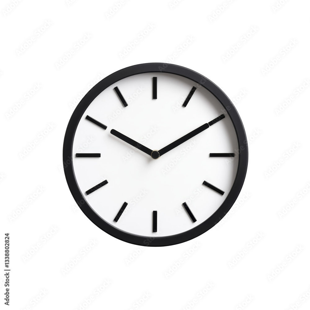 Simple black and white round clock with minimalist design and bold hour markings Simple black and white round clock with minimalist design and bold hour markings