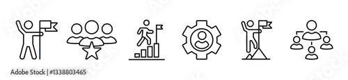 Leadership icon set. Human organization leader teamwork structure hierarchy. Mentorship, coaching, charisma, head, lead, chairman, manager. Vector illustration. vector stock. eps 10.