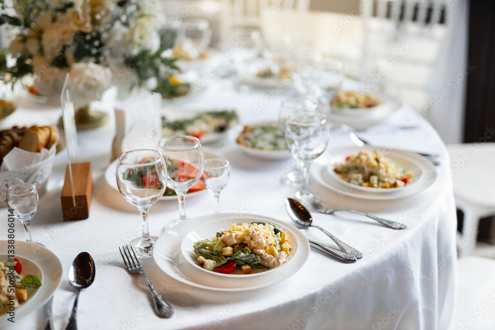 Fototapeta premium set table at a banquet in a restaurant 