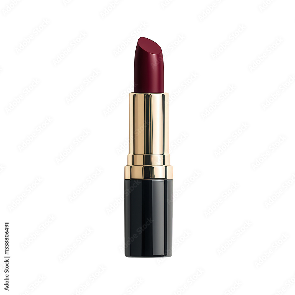 A sleek lipstick bullet with a rich burgundy shade and elegant packaging, designed for vibrant lip color. A sleek lipstick bullet with a rich burgundy shade and elegant packaging, designed for vibrant lip color.