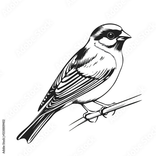 Sparrow symbol - black and white design for tattoos, logos and vectors - isolated on white