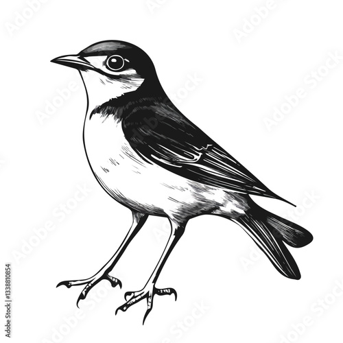 Thrush symbol - black and white & minimalist design for tattoos, logos, vectors - isolated on white background.