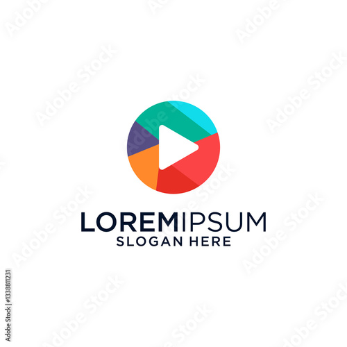 Colorful Abstract Play Button Logo Design