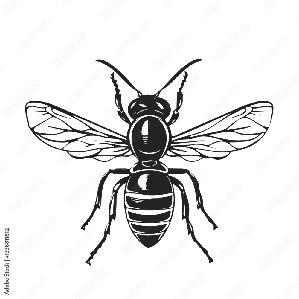 Wasp symbol - black and white design for tattoos, logos and vectors - isolated on white Wasp symbol - black and white design for tattoos, logos and vectors - isolated on white