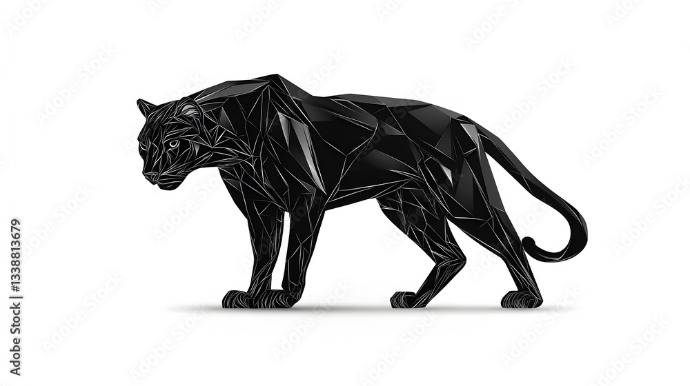 Fototapeta premium Geometric Black Panther Design in Low Poly Style