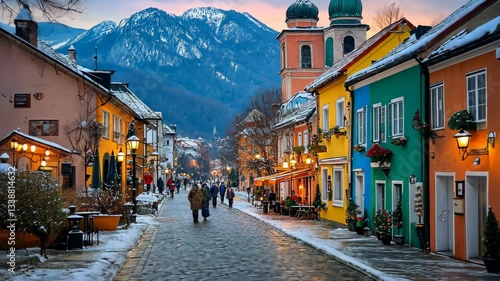 Enchanting Winter Scene in Hallstatt, Austria