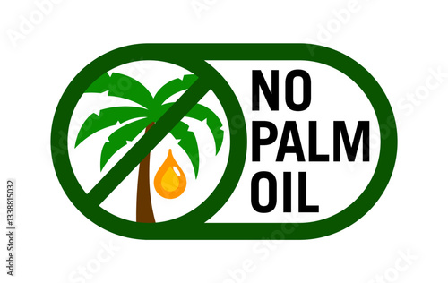 no palm oil free logo symbol icon label vector isolated on transparent background