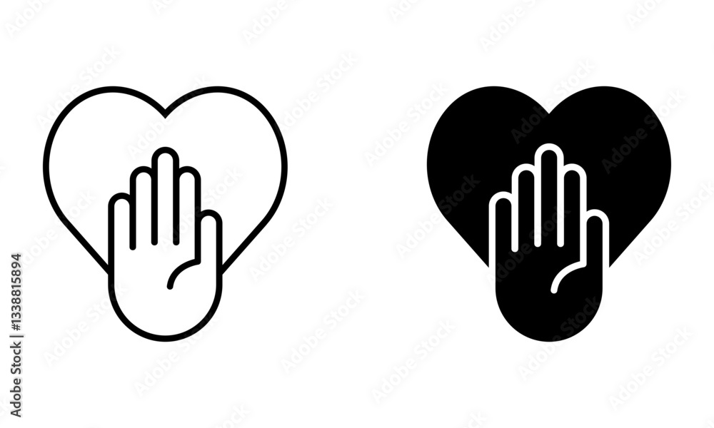 Obraz premium hand palm with heart icon vector