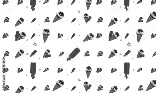 Ice Cream and Popsicle Seamless Pattern with Summer Vibes on a White Background