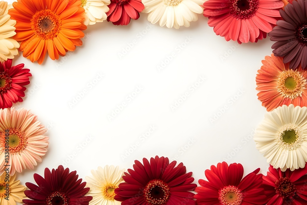 Fototapeta premium Background with flowers scattered around the frame edge