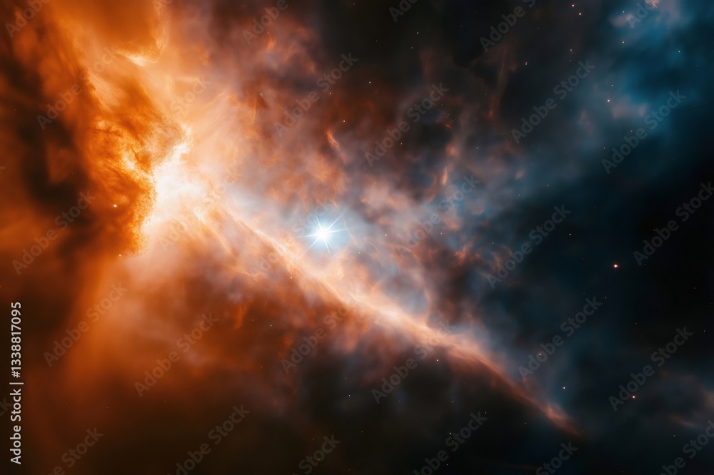 Fototapeta premium Pulsar wind nebula emitting regular bursts of energy in deep space, astronomy and space exploration
