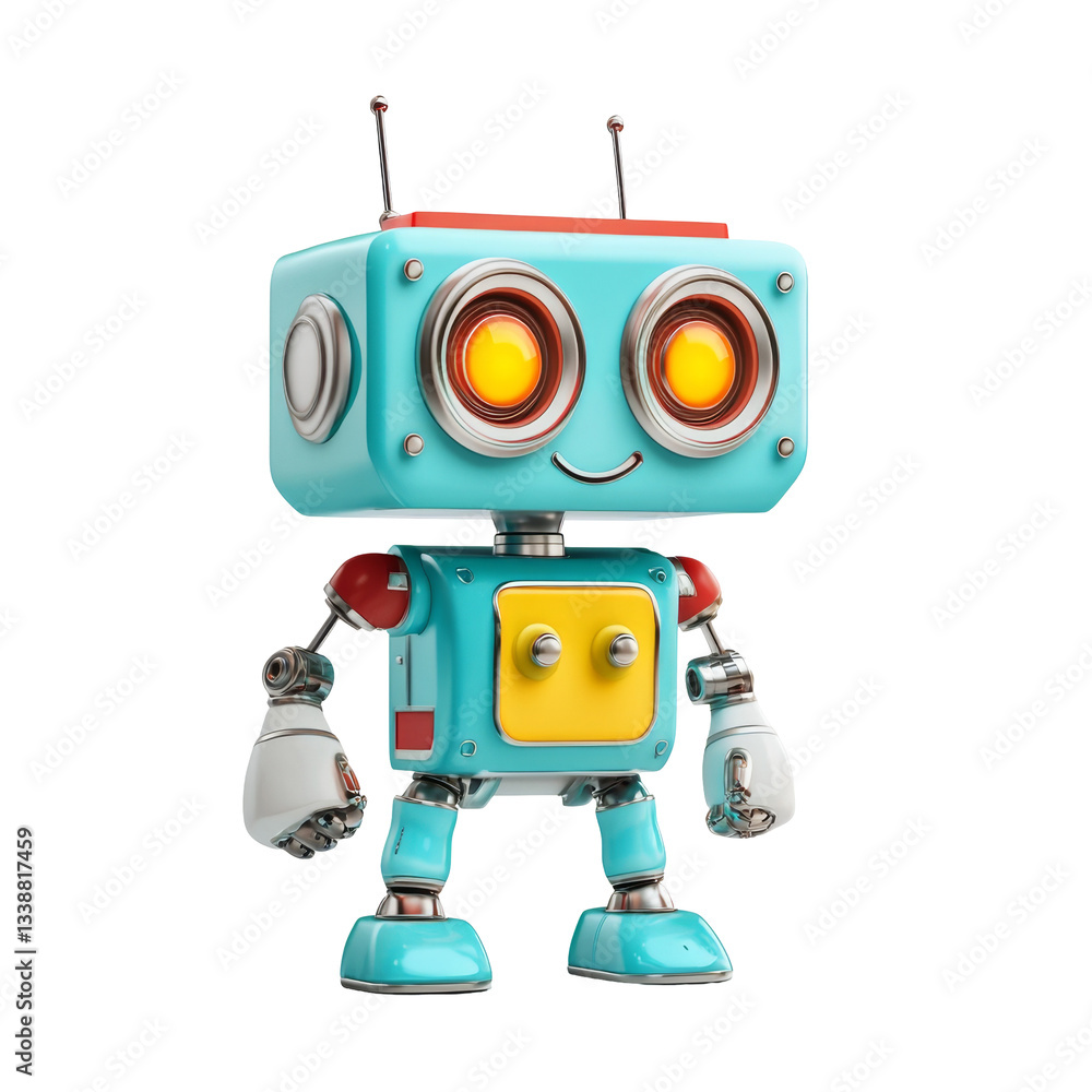 Fototapeta premium Cute robot companion with colorful features and friendly expression