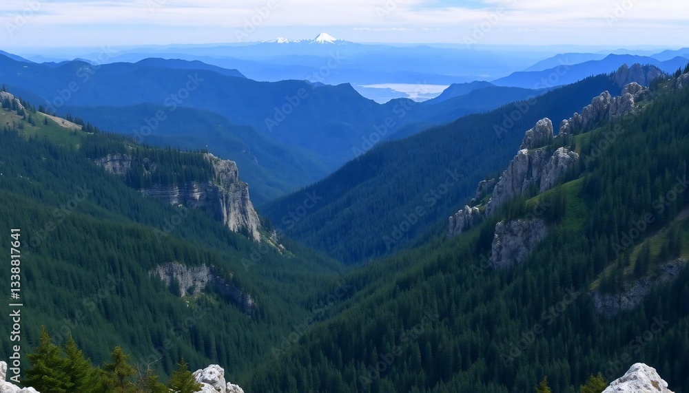 Panoramic View of Cascade Mountain Range Panoramic View of Cascade Mountain Range