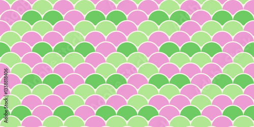 Vibrant pink and green fish scale pattern.  Perfect for textile design, website backgrounds, or playful branding. This cheerful, seamless texture evokes feelings of spring, nature, and femininity.
