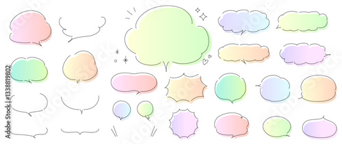 Set of gradient handwritten speech bubbles