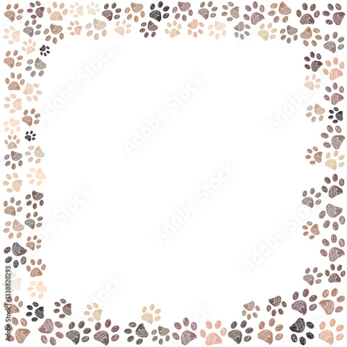 Earth colored paw prints frame design