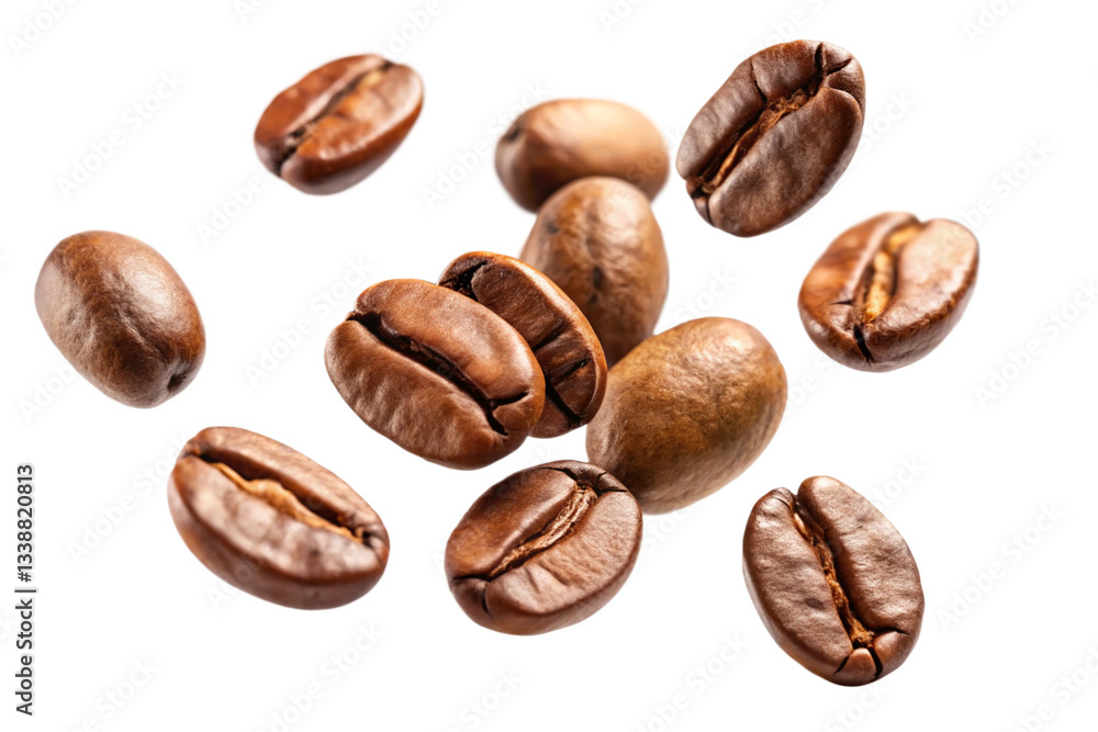 Roasted Coffee Beans Falling on Black Background Closeup Photography Roasted Coffee Beans Falling on Black Background Closeup Photography