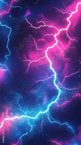 Seamless jagged lightning pattern with vibrant retro electric blues and pinks