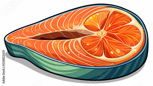 Fresh raw salmon trout steak slice ready for culinary preparation in a kitchen setting, salmon, trout, steak, slice of fresh raw fish, isolated
