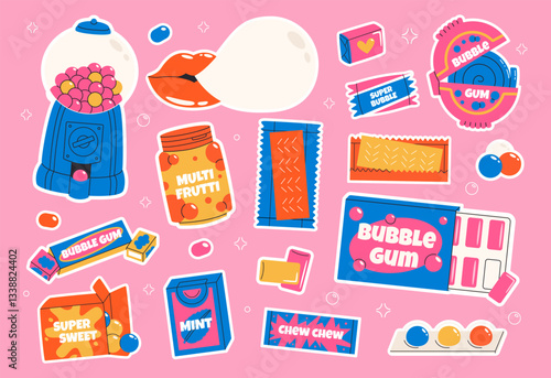 Bubble gum sticker set