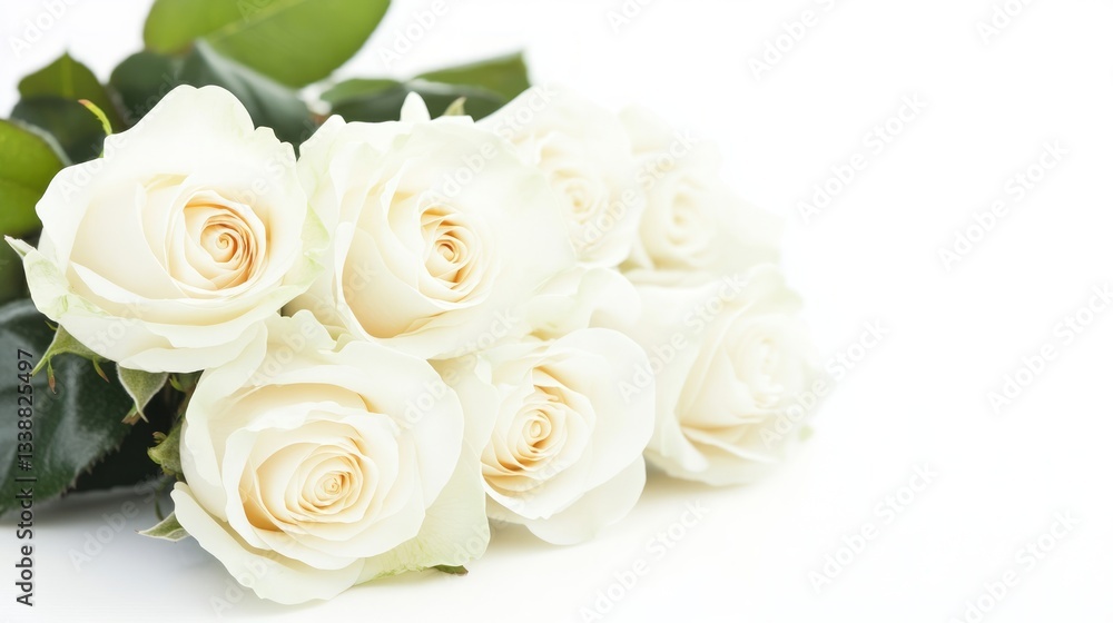 Obraz premium A Bouquet Of White Roses On A White Background --