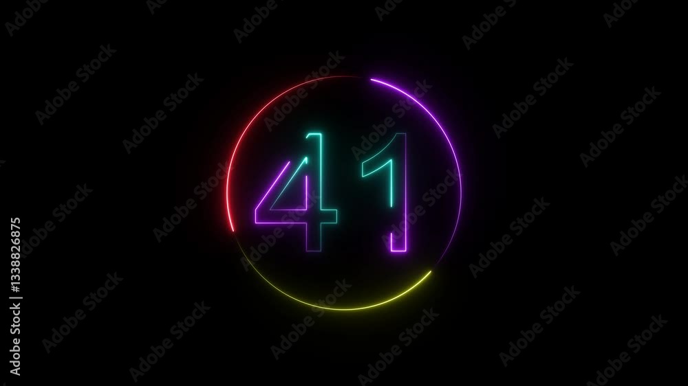 A dynamic circular animation, and glowing neon number 41 animation . on a black background. and creating a stunning video.4k video A dynamic circular animation, and glowing neon number 41 animation . on a black background. and creating a stunning video.4k video